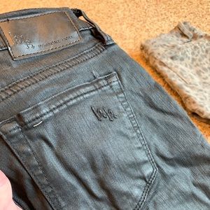 Kendall and Kylie black leather type  jeans